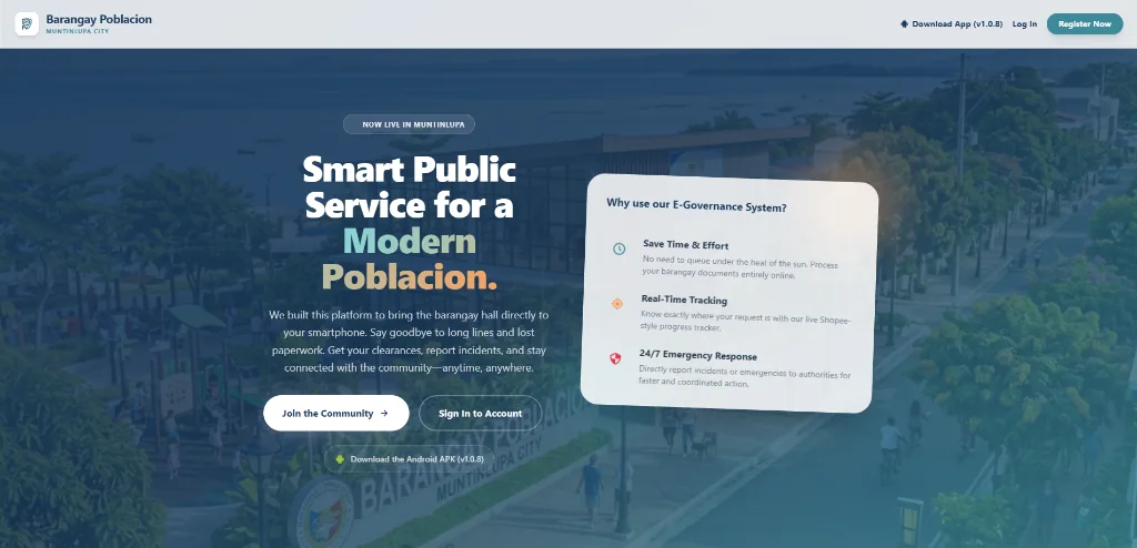 Poblacion App barangay portal dashboard screenshot
